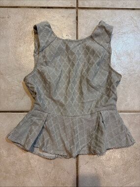 BCBGeneration Gray Striped Peplum Backless Top